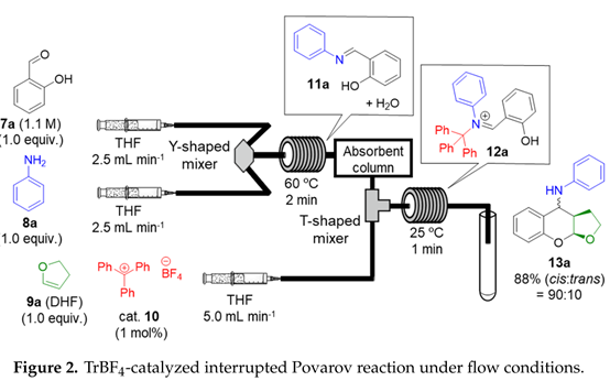 流動(dòng)條件下TrBF4催化中斷Povarov反應(yīng) 流動(dòng)條件下TrBF4催化中斷Povarov反應(yīng)
